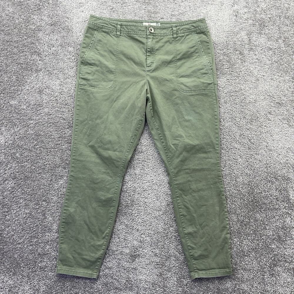 Vineyard Vines Pants Womens 12 Green Ankle Chino Tapered Stretch 26.5" Inseam